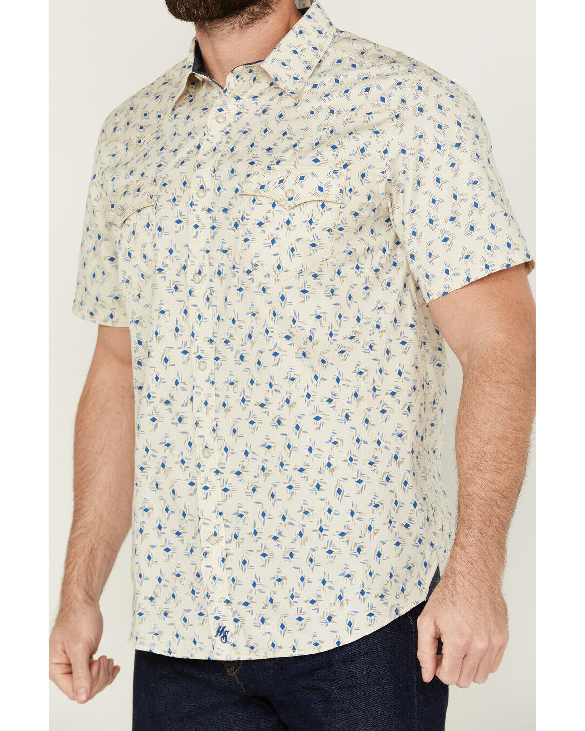 Image #3 - Moonshine Spirit Men's Tenor Southwestern Geo Print Short Sleeve Snap Western Shirt, Cream, hi-res