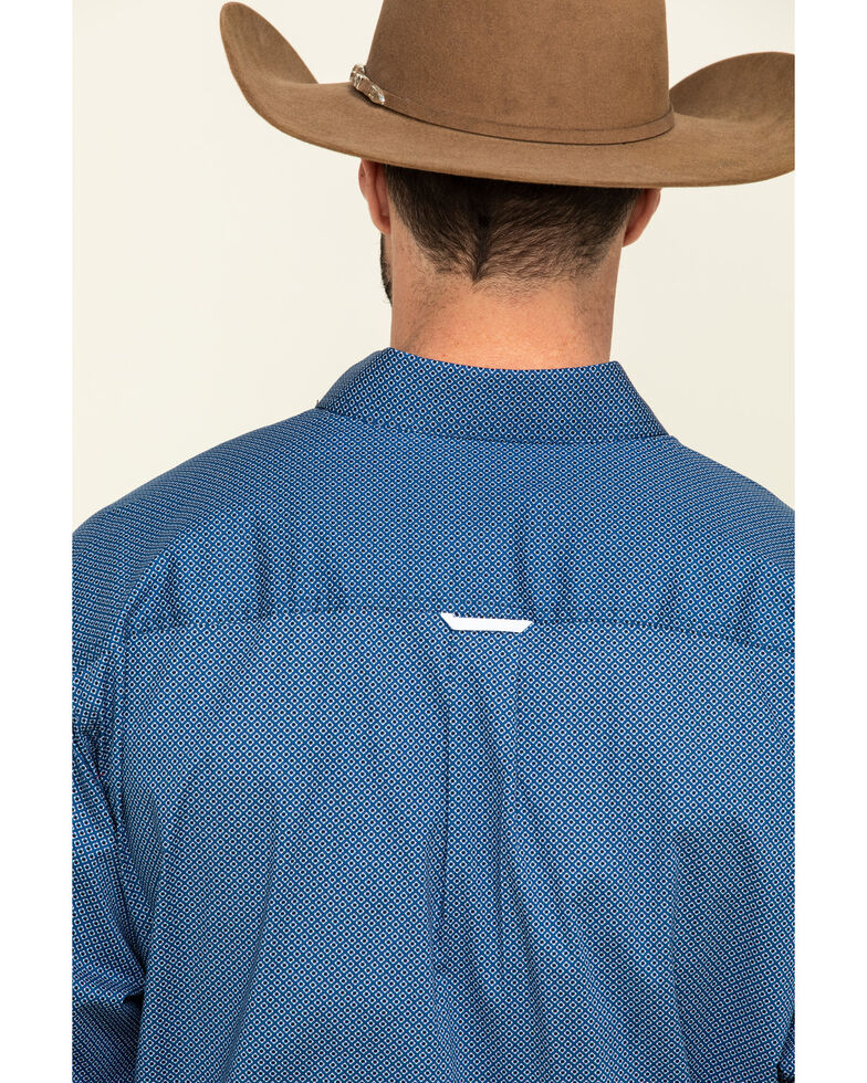 Tuf Cooper Men's Navy Stretch Geo Print Long Sleeve Western Shirt , Blue, hi-res