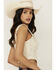 Image #2 - Rock & Roll Denim Women's Eyelet Corset Tank Top, Cream, hi-res