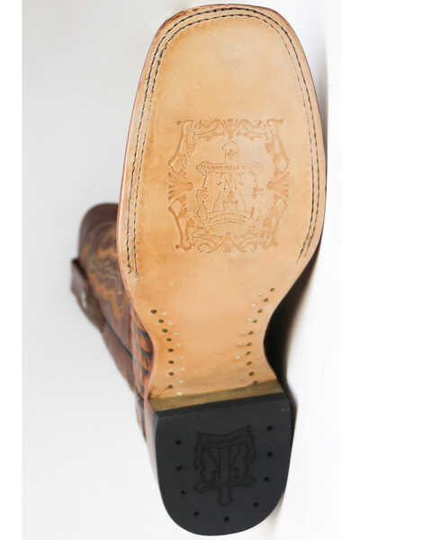 Tanner Mark Men's Caiman Tail Print Western Boots - Square Toe, Cognac, hi-res