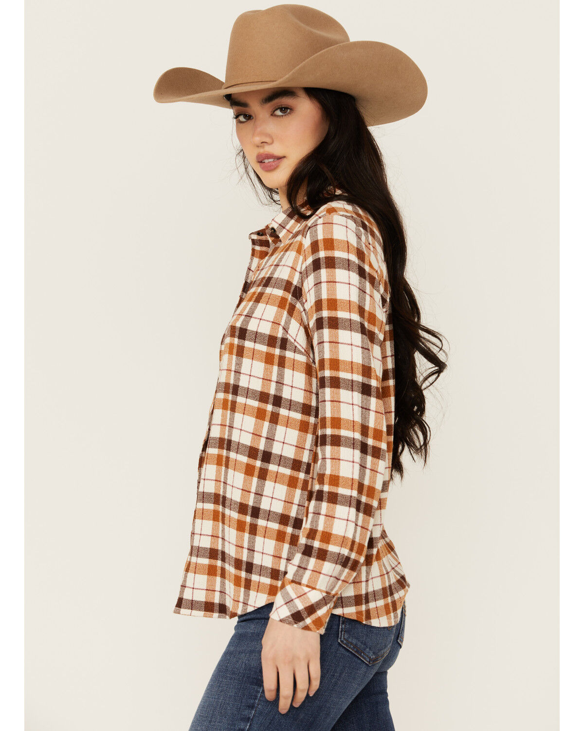 Image #3 - Idyllwind Women's Binkley Plaid Print Long Sleeve Pearl Snap Western Shirt, Lt Brown, hi-res