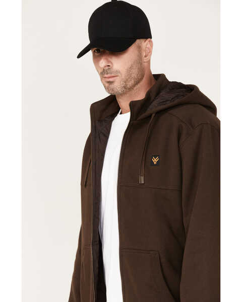 Image #2 - Hawx Men's Logo Quilted Hooded Zip Jacket, Brown, hi-res