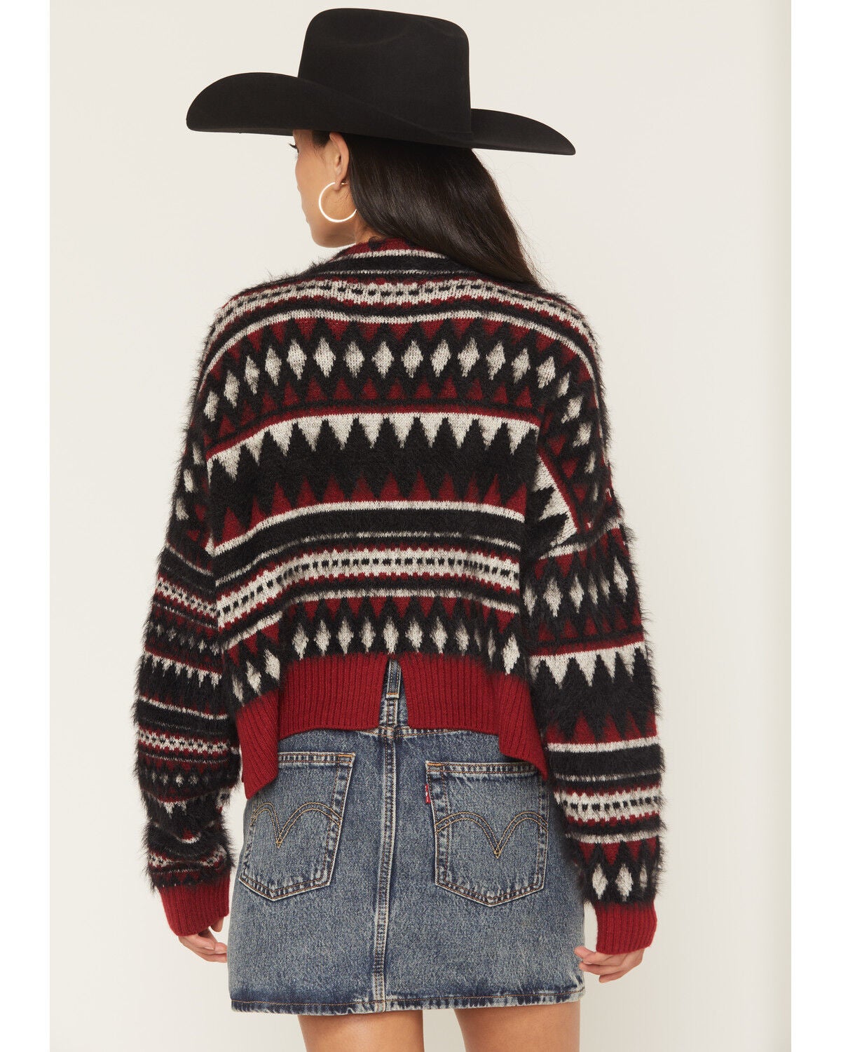 Image #4 - Rock & Roll Denim Women's Southwestern Print Sweater, Black, hi-res