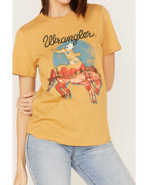 Image #3 - Wrangler Women's Desert Bronco Rider Short Sleeve Graphic Tee, Mustard, hi-res