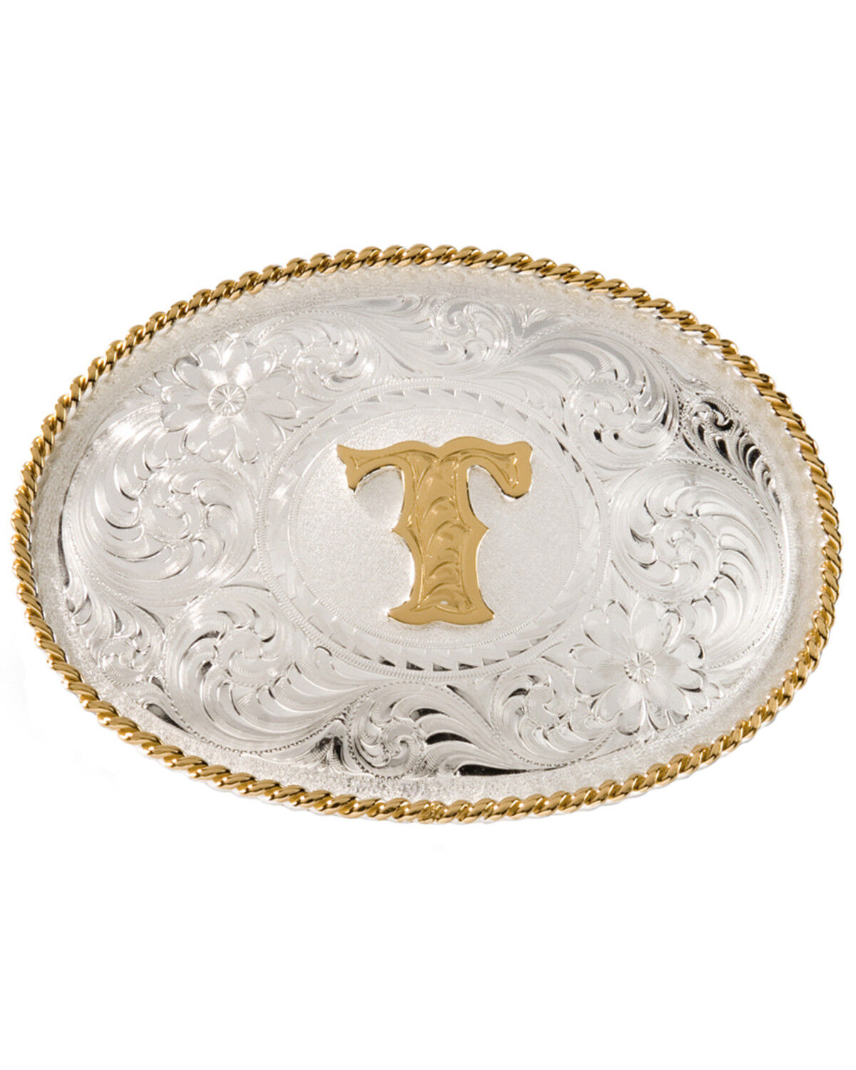 Image #1 - Montana Silversmiths Men's Initial "T" Buckle, Silver, hi-res