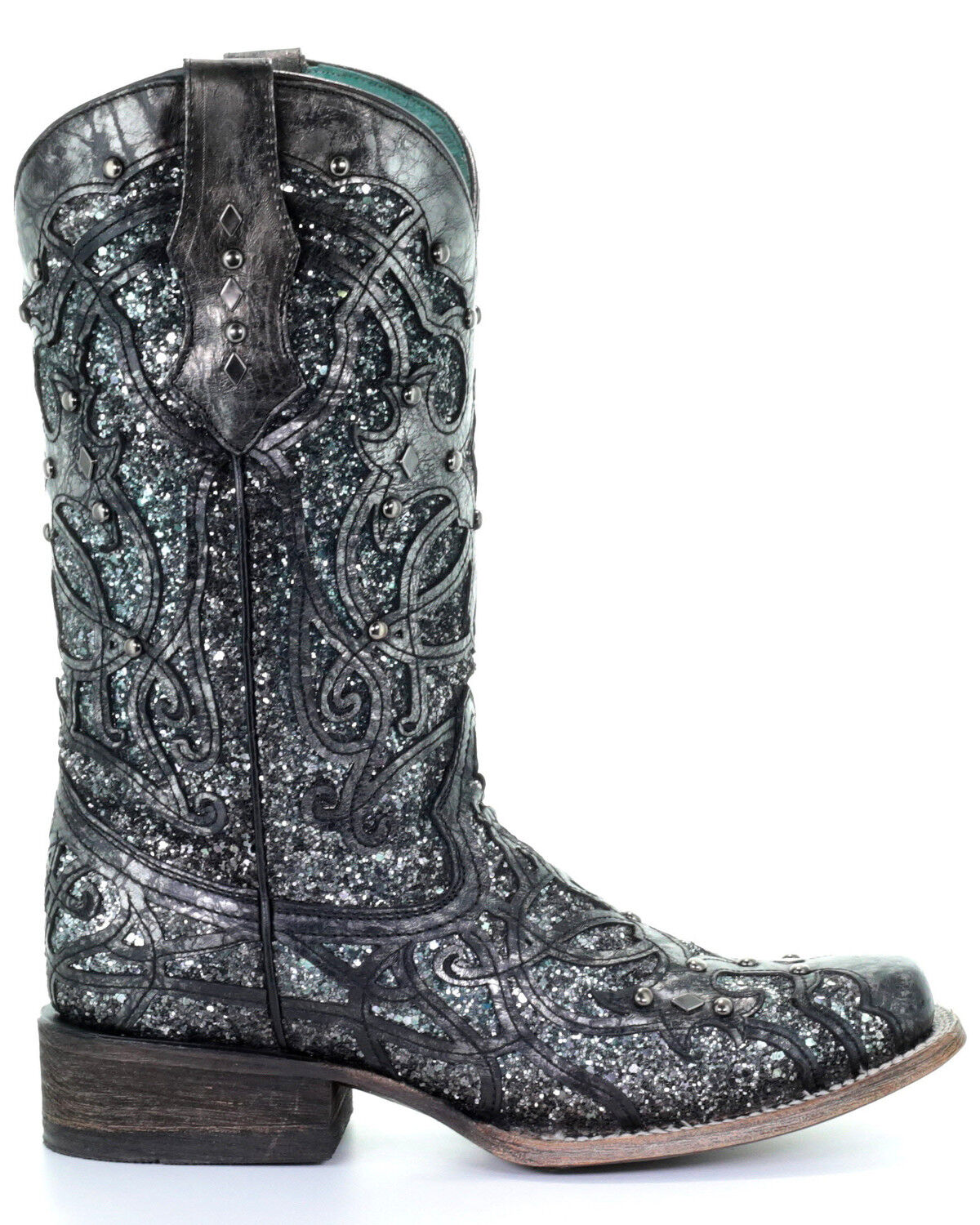 Image #2 - Corral Women's Glitter Inlay Western Boots - Square Toe, , hi-res