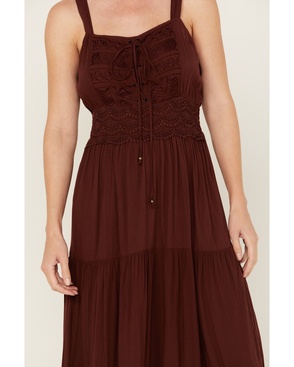 Angie Women's Crochet Lace-Up Maxi Dress - Country Outfitter