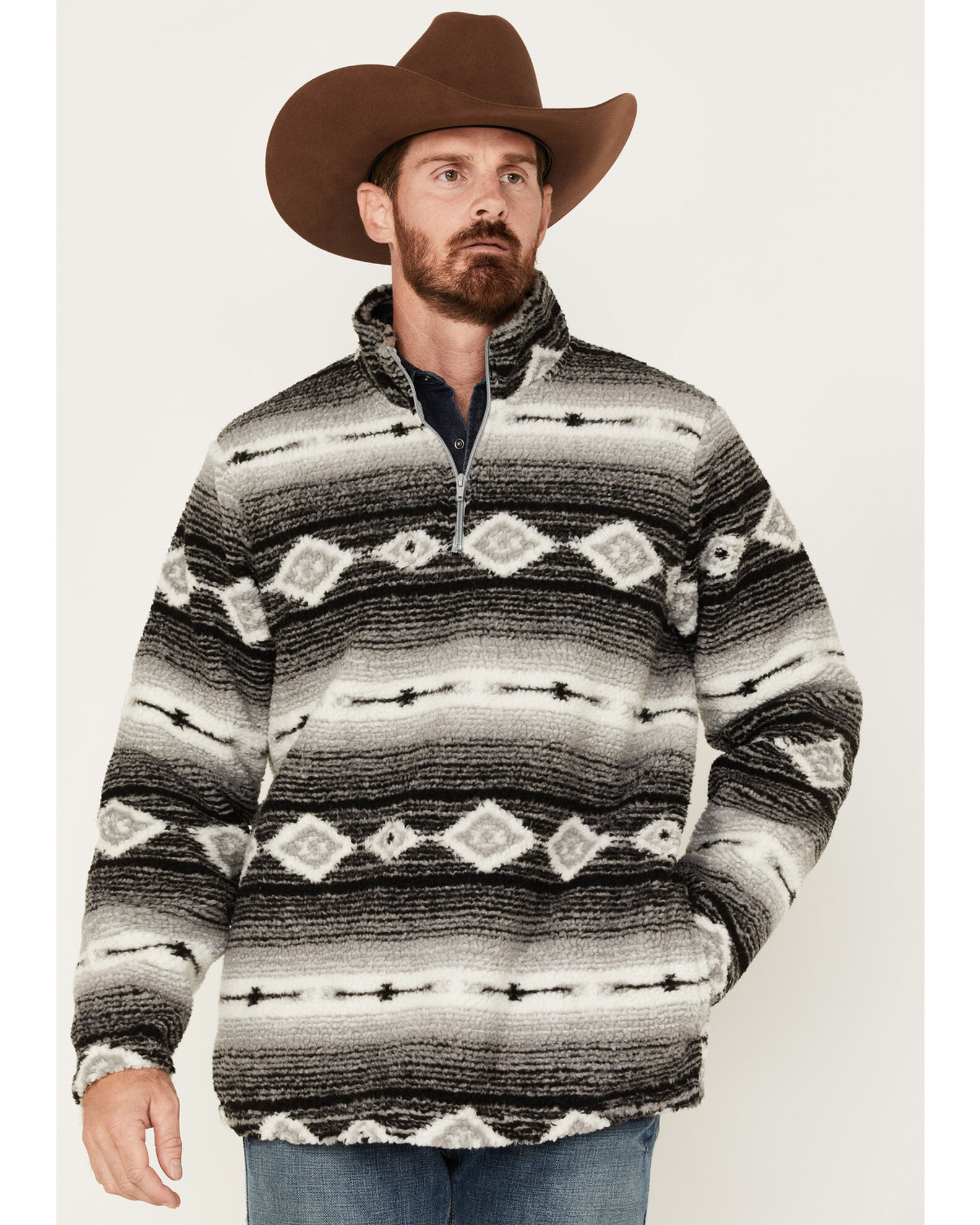 Wrangler Men's Southwestern Print 1/4 Zip Sherpa Pullover - Country  Outfitter