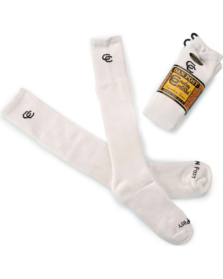 Dan Post Men's Cowboy Certified Boot Socks (2-Pack), White, hi-res