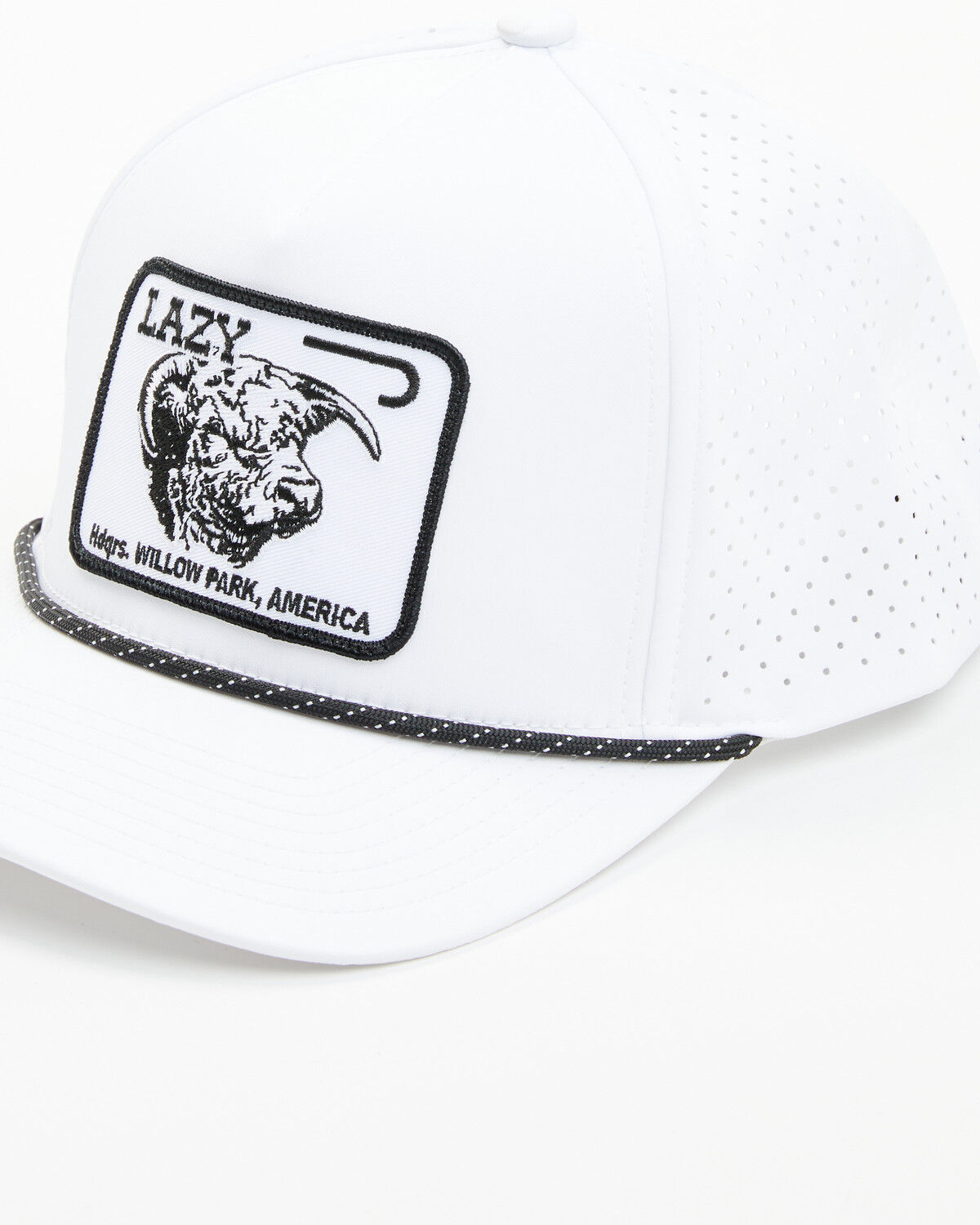 Image #1 - Lazy J Ranch Wear Men's Willow 3 Performance Logo Patch Ball Cap, White, hi-res