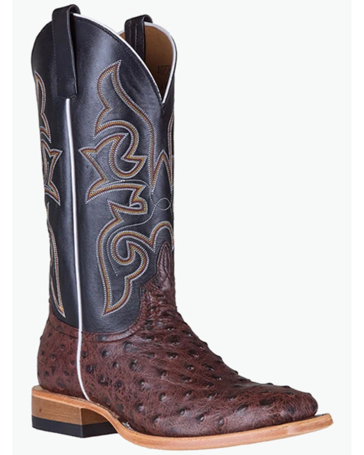 Horse Power Men's Ostrich Print Western Boots - Broad Square Toe, Brown, hi-res