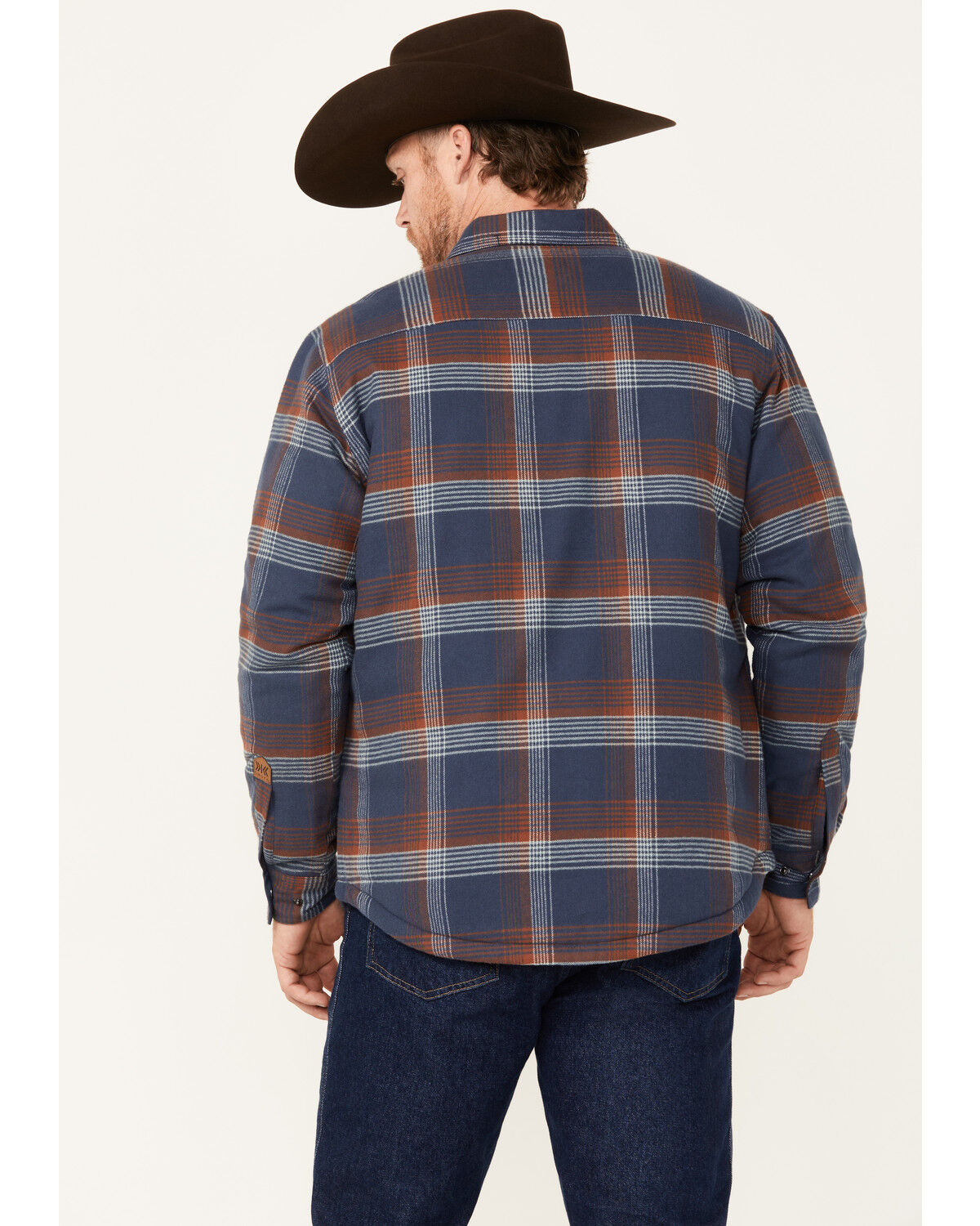 Image #4 - Dakota Grizzly Men's Quilted Tobias Ripstop Plaid Print Snap Flannel Jacket, Navy, hi-res