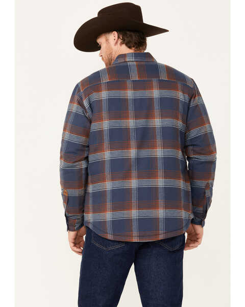 Image #4 - Dakota Grizzly Men's Quilted Tobias Ripstop Plaid Print Long Sleeve Snap Flannel Jacket, Navy, hi-res