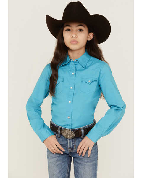 Image #1 - Roper Girls' Amarillo Long Sleeve Western Snap Shirt, , hi-res