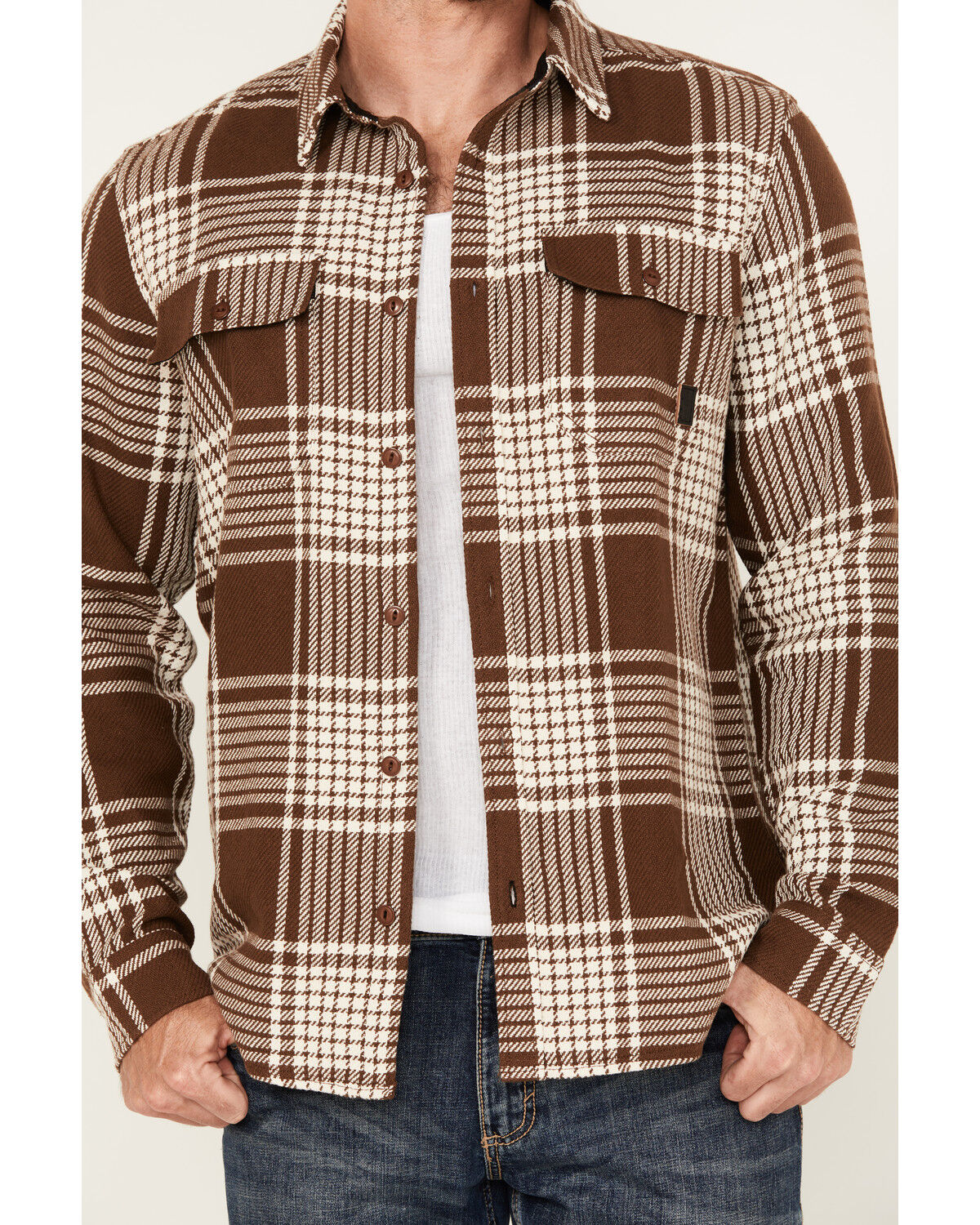 Image #3 - Brothers and Sons Men's Conrad Plaid Print Long Sleeve Button-Down Shirt, Chocolate, hi-res