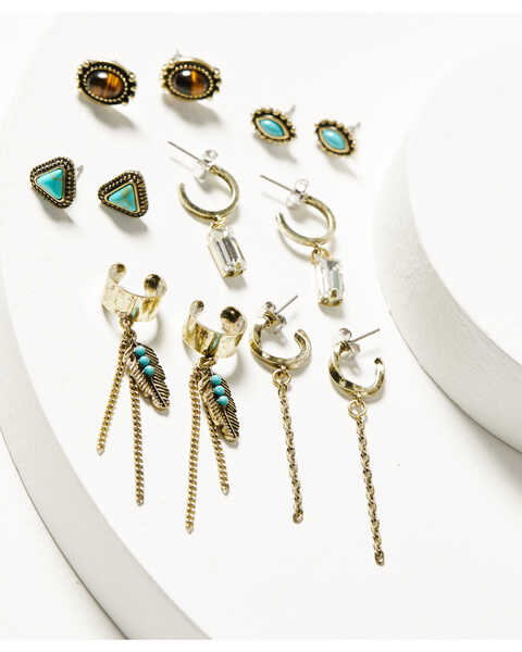 Image #1 - Shyanne Women's Desert Boheme Dangle Charm Earring Set - 6 Pieces, Gold, hi-res