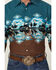 Image #3 - Panhandle Men's Cowboys Southwestern Print Border Long Sleeve Snap Western Shirt, Brown, hi-res