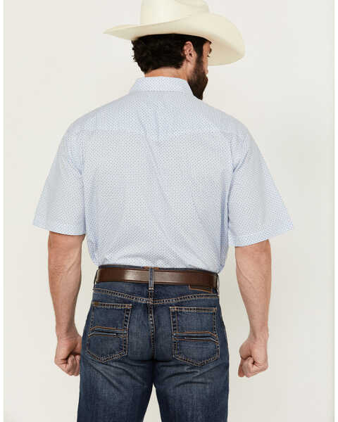Image #4 - Wrangler 20X Men's Advanced Comfort Geo Print Short Sleeve Snap Stretch Western Shirt, Blue, hi-res