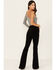 Image #3 - Shyanne Women's Black High Rise Velveteen Stretch Flare Jeans, Black, hi-res