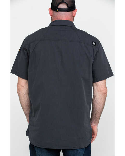 Hawx Men's Charcoal Solid Yarn Dye Two Pocket Short Sleeve Work Shirt - Tall , Charcoal, hi-res