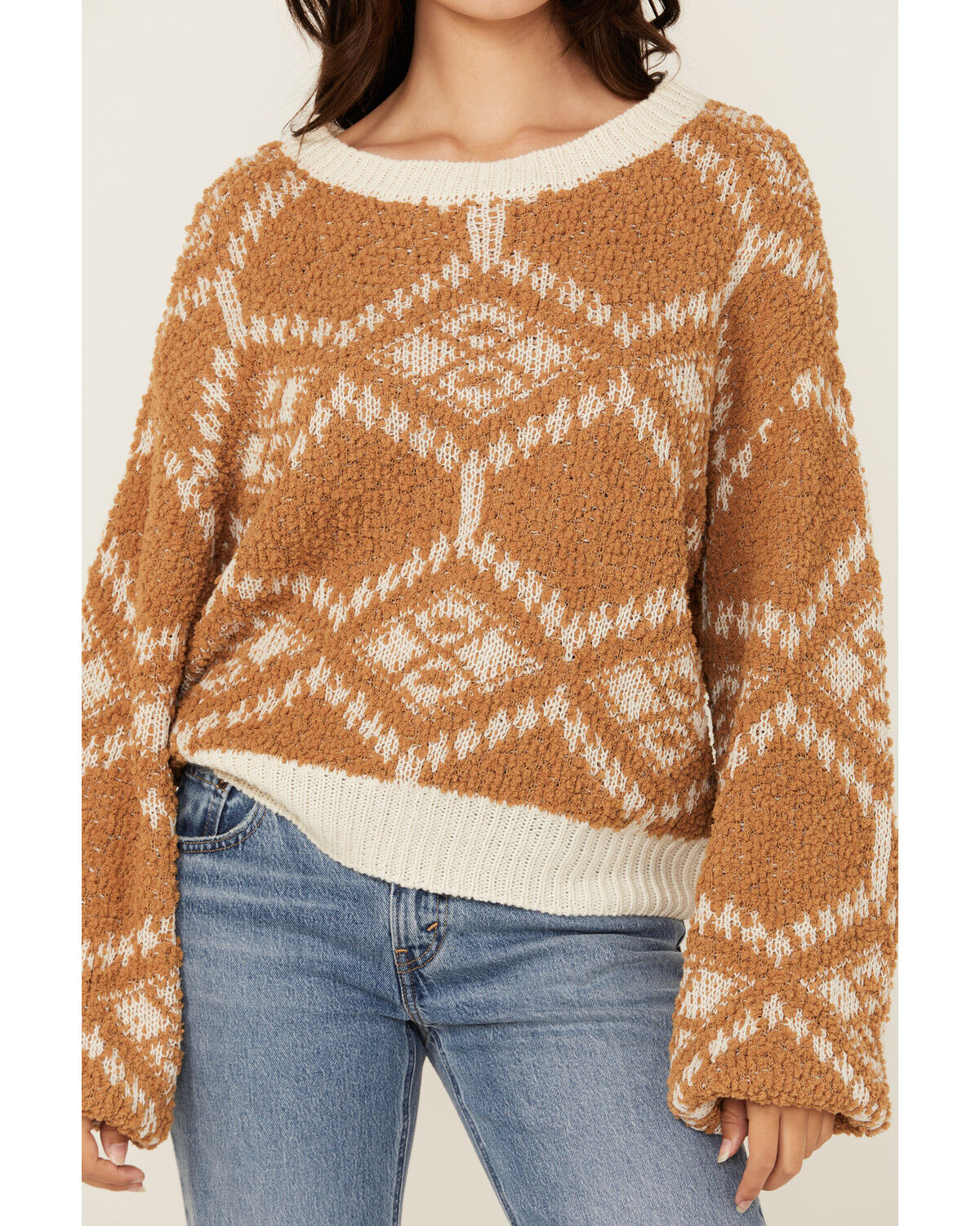 Image #3 - Rock & Roll Denim Women's Geo Print Sweater, Mustard, hi-res
