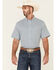 Image #1 - Cody James Core Men's Clovis Dobby Geo Print Short Sleeve Button Down Western Shirt , Blue, hi-res