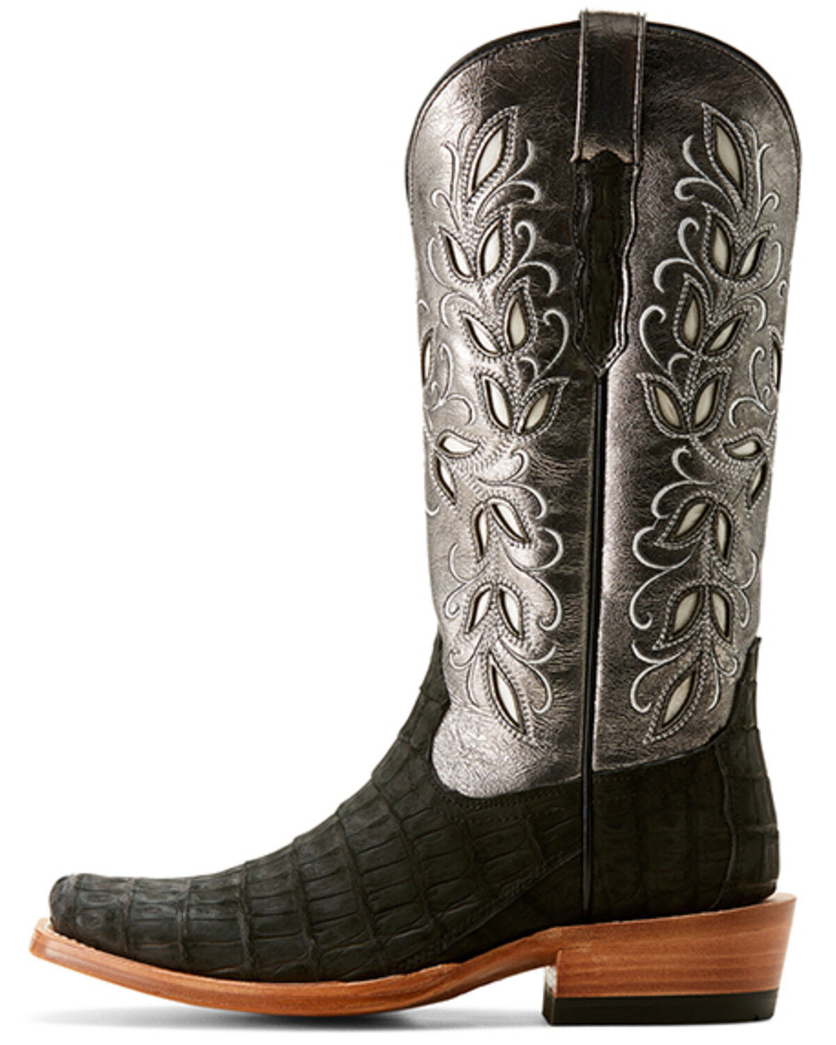 Image #2 - Ariat Women's Futurity Exotic Caiman Western Boots - Square Toe, Black, hi-res