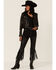 Image #1 - Understated Leather Women's Cowboy Denim & Leather Fringe Chap Jeans, Black, hi-res