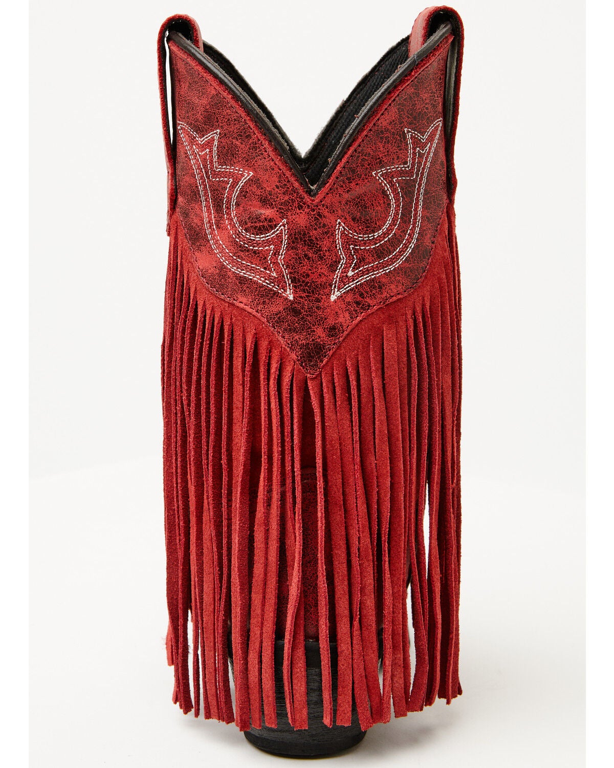 Image #5 - Dan Post Girls' Happy Trails Fringe Western Boots - Round Toe, Red, hi-res