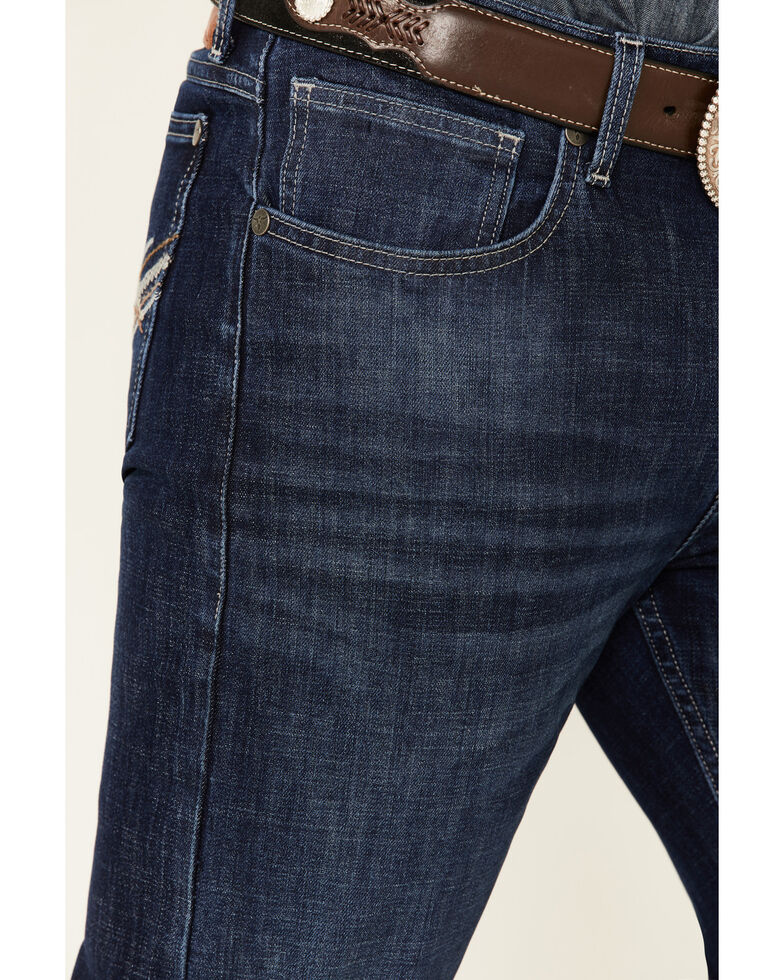 Wrangler 20X Men's Steel Dark Wash Stretch Slim Straight Jeans - Tall , Blue, hi-res