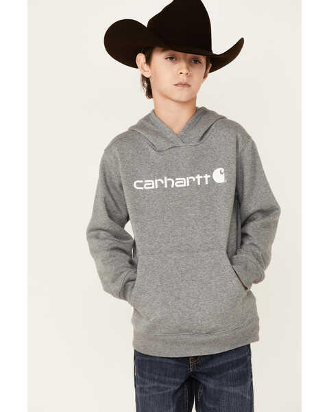 Carhartt Boys' Dark Grey Heavy Zip-Front Fleece Sweatshirt , Grey, hi-res