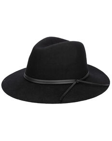 San Diego Hat Company Women's Black Orchard Hill Knot Trim Wool Felt Fedora Hat, Black, hi-res