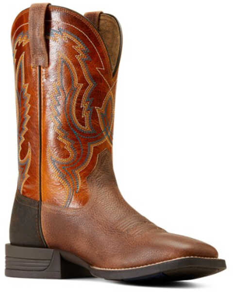 Ariat Men's Steadfast Western Performance Boots - Broad Square Toe, Brown, hi-res