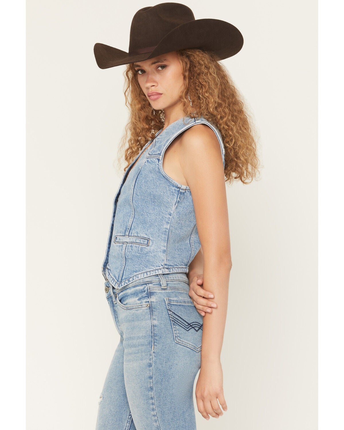 Image #2 - Wrangler Retro Women's Light Wash Denim Vest, Medium Wash, hi-res