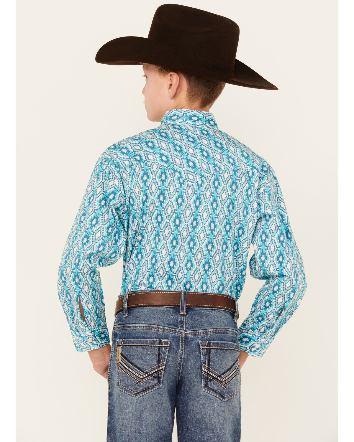 Image #4 - Rock & Roll Denim Boys' Southwestern Print Long Sleeve Pearl Snap Western Shirt, , hi-res