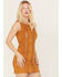 Image #2 - Shyanne Women's Faux Suede Crochet Mini Dress, Caramel, hi-res