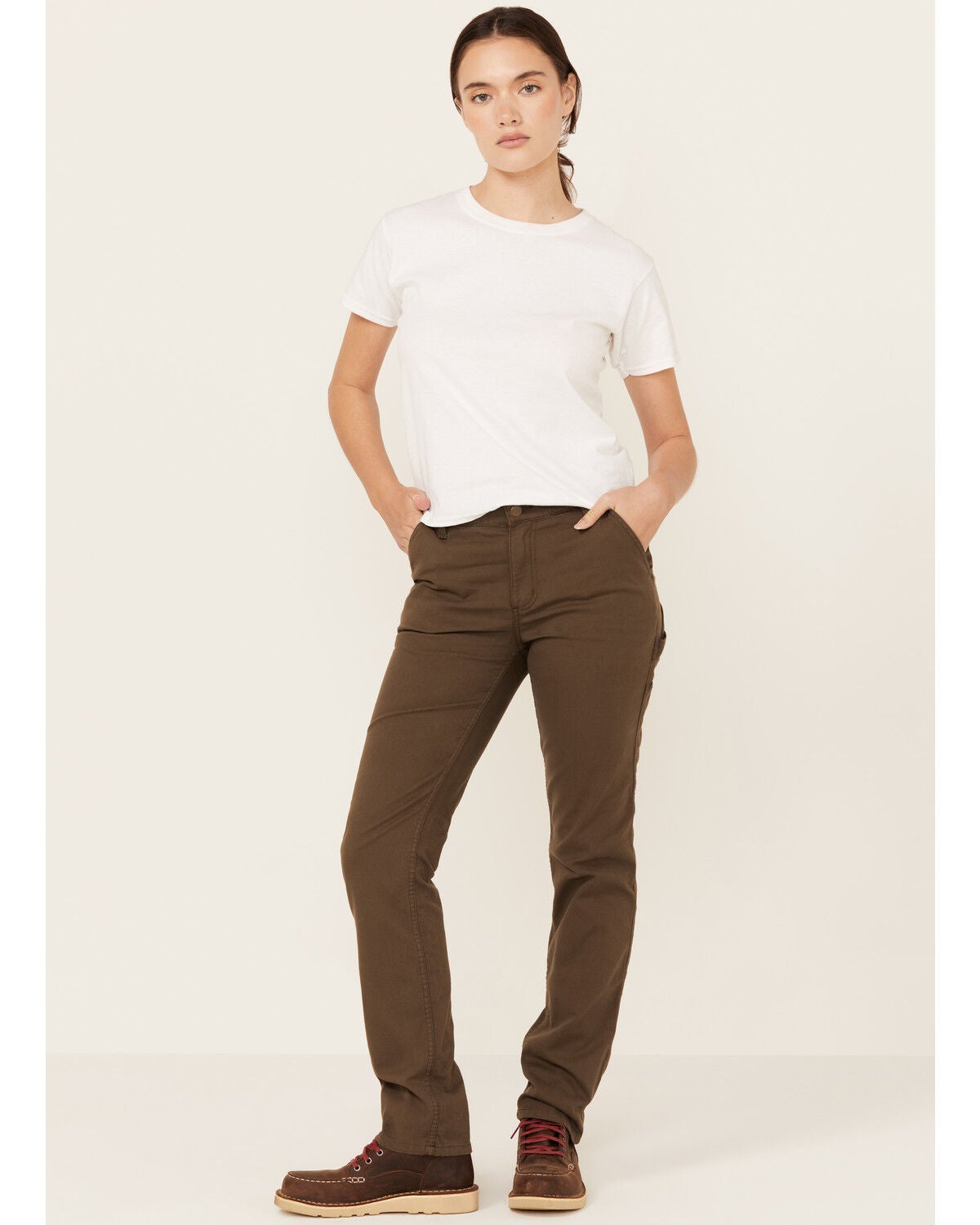 Carhartt Women's Rugged Flex&reg; Relaxed Fit Canvas Stretch Work Pants, Dark Brown, hi-res