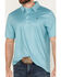 Image #3 - Panhandle Men's Geo Print Short Sleeve Performance Button-Down Polo, Turquoise, hi-res