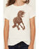Image #3 - Shyanne Girls' Stallion Short Sleeve Graphic Tee, Ivory, hi-res