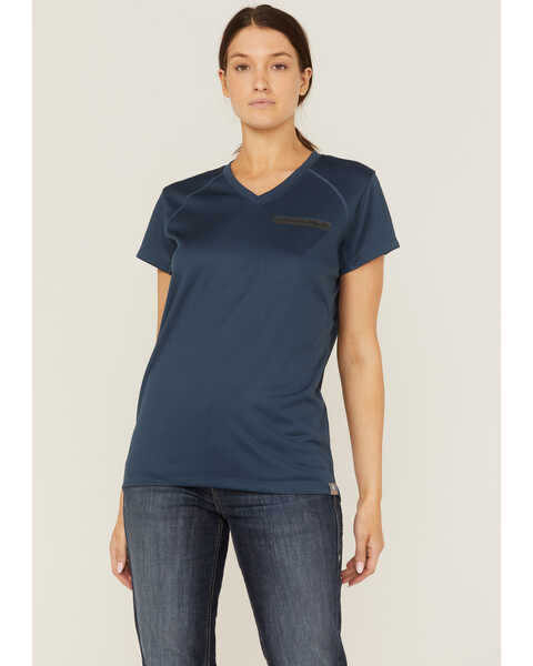 Image #1 - Ariat Women's Rebar Blue Polartec Elite All-Season Short Sleeve Work T-Shirt , Blue, hi-res