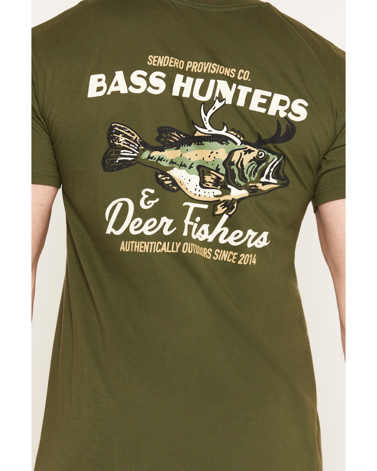 Image #4 - Sendero Provisions Men's Deer Fishers Short Sleeve Graphic T-Shirt, Green, hi-res