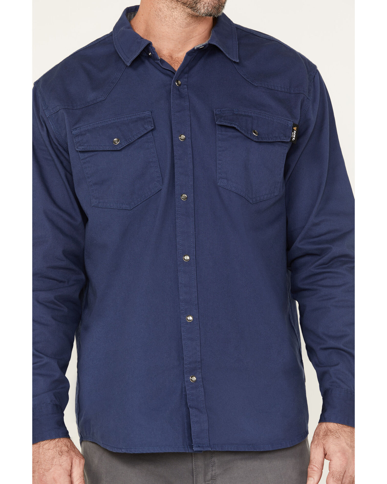 Image #3 - Hawx Men's Twill Western Snap Work Shirt, Dark Blue, hi-res