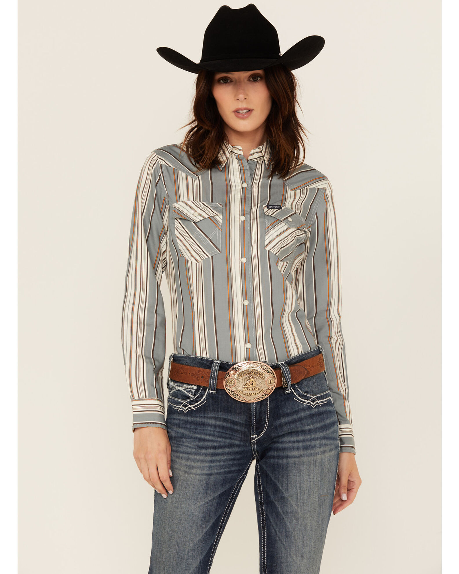 Product Name: Wrangler Retro Women's Striped Long Sleeve Snap Western Shirt