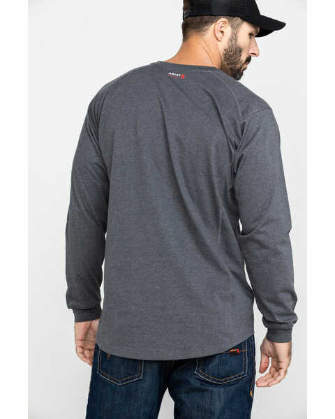 Image #2 - Ariat Men's FR Air Henley Long Sleeve Work Shirt - Big, Charcoal, hi-res