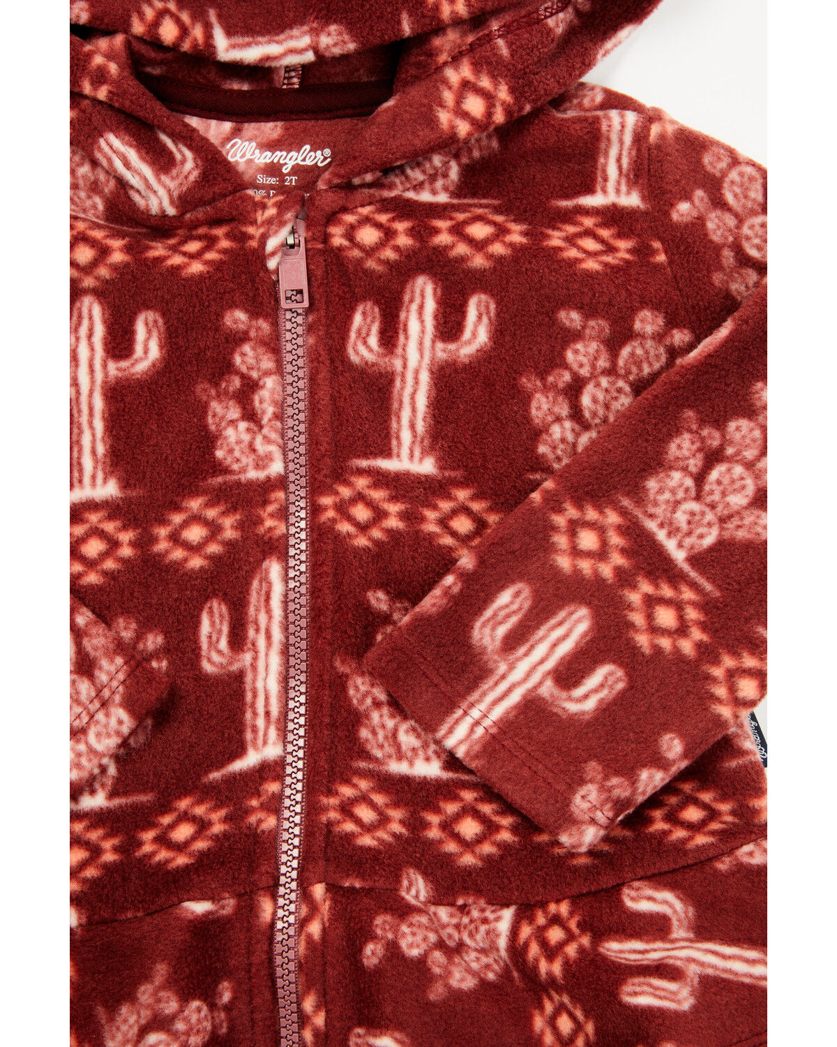 Image #2 - Wrangler Toddler Girls' Cactus Print Hooded Jacket, Rust Copper, hi-res