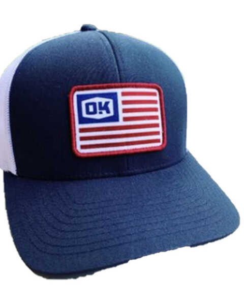 Okie Men's American Flag Patch Mesh-Back Ball Cap , Navy, hi-res