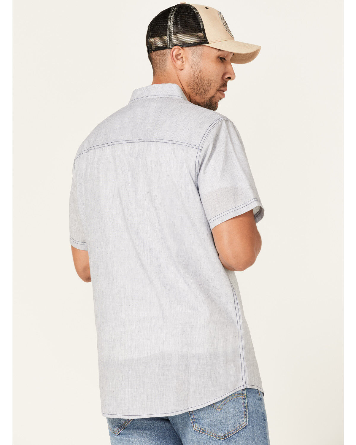 Image #2 - Brothers and Sons Men's Performance Short Sleeve Button Down Western Shirt, Navy, hi-res