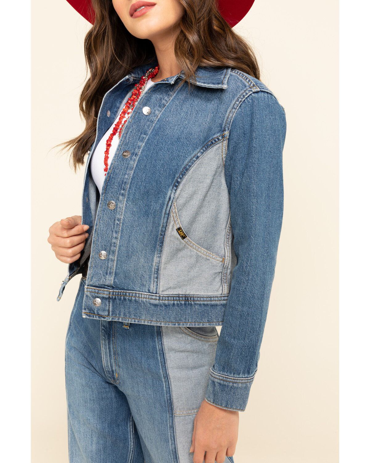 Image #4 - Lee Women's Contrast Denim Seamed Jacket, Blue, hi-res