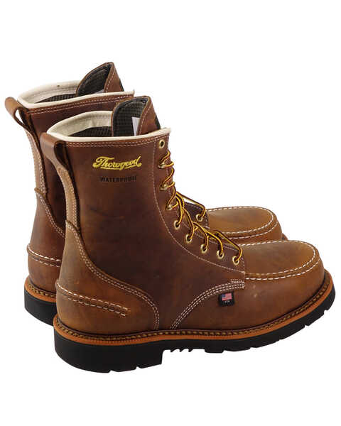 Thorogood Men's 8" Crazyhorse Waterproof Work Boots - Steel Toe, Brown, hi-res