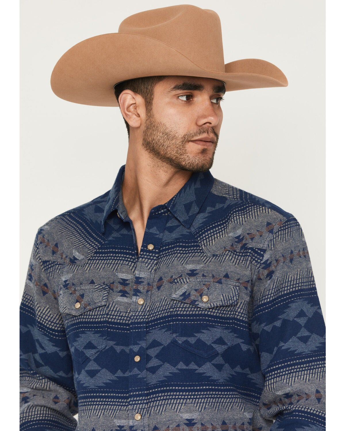 Image #2 - Cody James Men's Arrow Bear Southwestern Long Sleeve Snap Flannel Shirt - Big, Blue, hi-res
